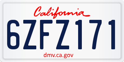 CA license plate 6ZFZ171