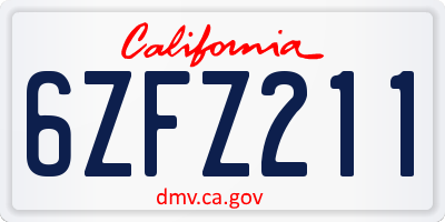 CA license plate 6ZFZ211