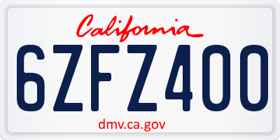 CA license plate 6ZFZ400
