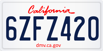 CA license plate 6ZFZ420