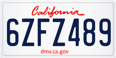 CA license plate 6ZFZ489