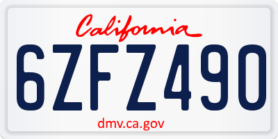 CA license plate 6ZFZ490