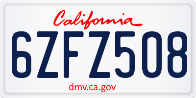 CA license plate 6ZFZ508
