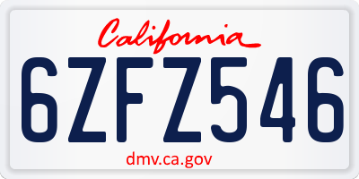 CA license plate 6ZFZ546