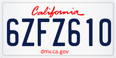 CA license plate 6ZFZ610