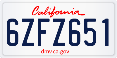 CA license plate 6ZFZ651