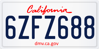 CA license plate 6ZFZ688
