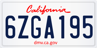CA license plate 6ZGA195