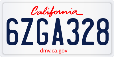 CA license plate 6ZGA328