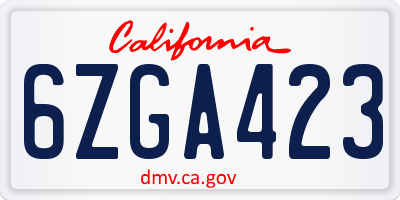 CA license plate 6ZGA423