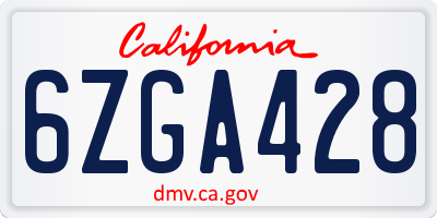CA license plate 6ZGA428