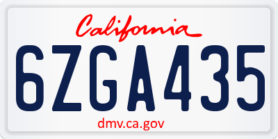 CA license plate 6ZGA435