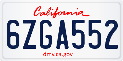 CA license plate 6ZGA552
