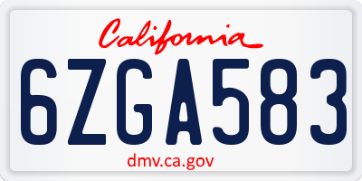 CA license plate 6ZGA583