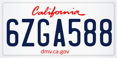 CA license plate 6ZGA588