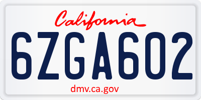 CA license plate 6ZGA602