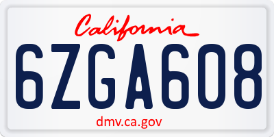 CA license plate 6ZGA608