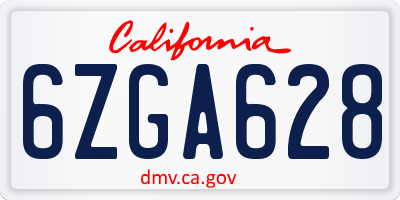 CA license plate 6ZGA628