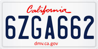 CA license plate 6ZGA662