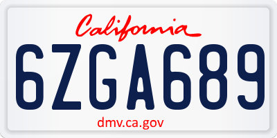 CA license plate 6ZGA689