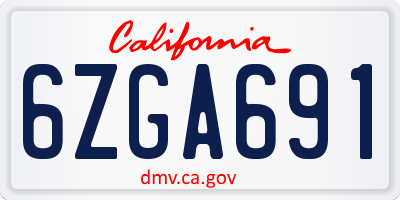 CA license plate 6ZGA691