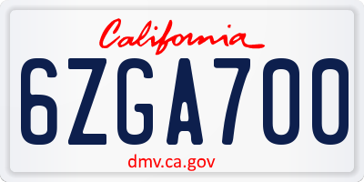 CA license plate 6ZGA700