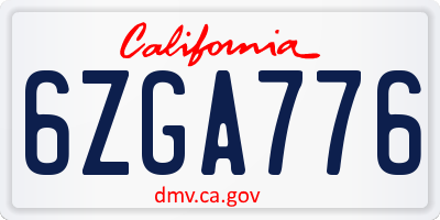 CA license plate 6ZGA776