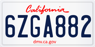 CA license plate 6ZGA882