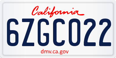 CA license plate 6ZGC022