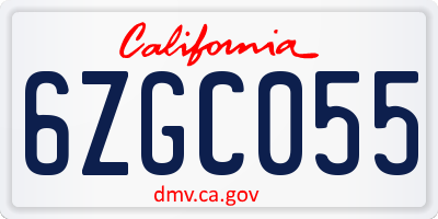 CA license plate 6ZGC055