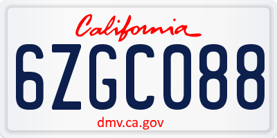 CA license plate 6ZGC088