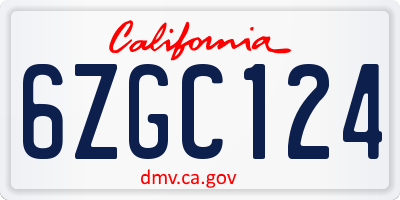 CA license plate 6ZGC124