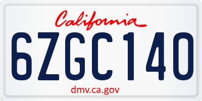 CA license plate 6ZGC140