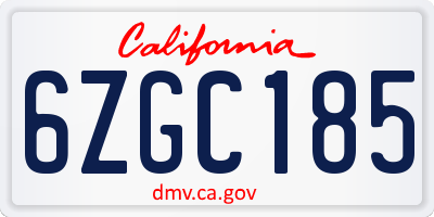 CA license plate 6ZGC185