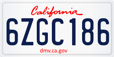 CA license plate 6ZGC186