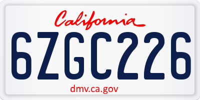 CA license plate 6ZGC226