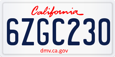 CA license plate 6ZGC230