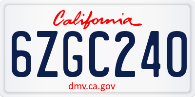 CA license plate 6ZGC240