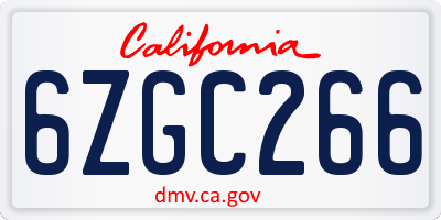 CA license plate 6ZGC266