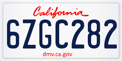 CA license plate 6ZGC282