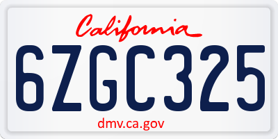 CA license plate 6ZGC325