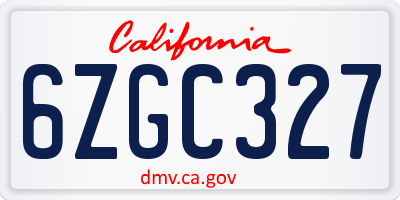 CA license plate 6ZGC327