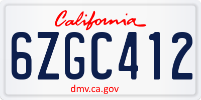 CA license plate 6ZGC412