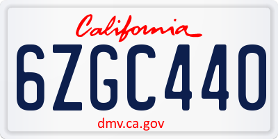 CA license plate 6ZGC440