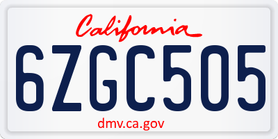 CA license plate 6ZGC505