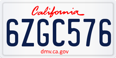 CA license plate 6ZGC576