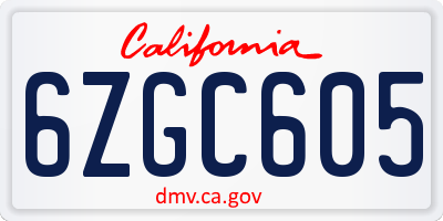 CA license plate 6ZGC605