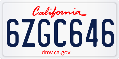 CA license plate 6ZGC646