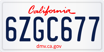 CA license plate 6ZGC677