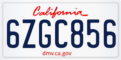 CA license plate 6ZGC856